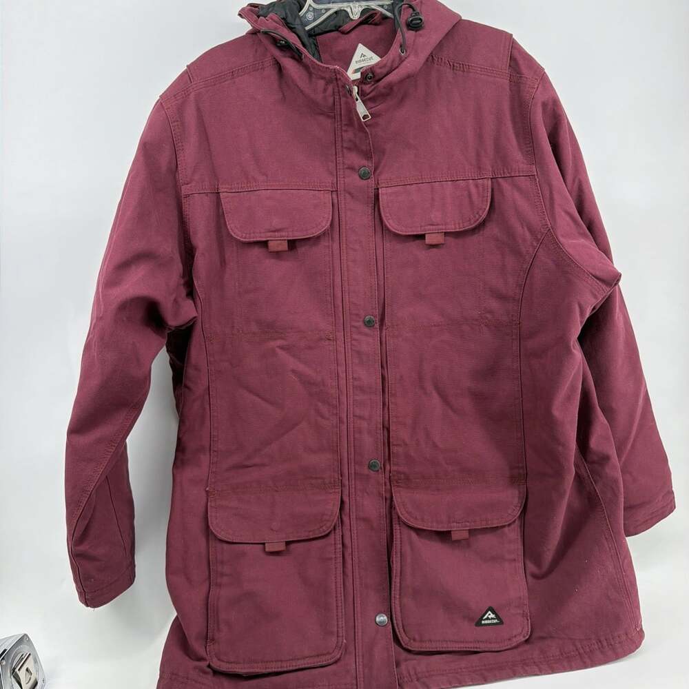 RidgeCut ToughWear Women Size 3X Burgundy Full Zip Hooded Canvas Jacket Coat